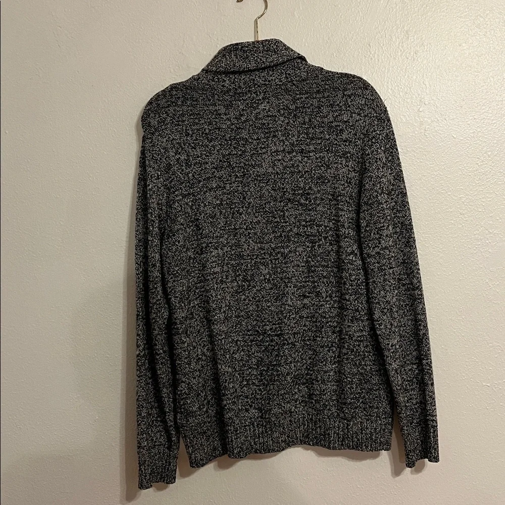 Old Navy Size M Black and White Tweed Long Sleeve Knit Shawl Collar Sweater